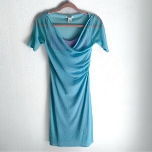 Vivienne Tam Y2K Mesh Dress Set Purple Blue Sz 0 XS layered